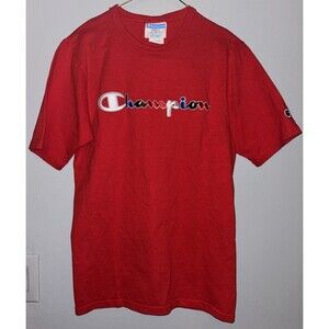 Champion Logo T-Shirt Men’s Small Red 100% Cotton.